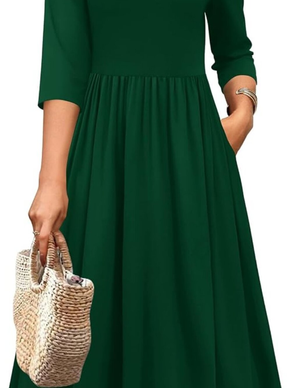 Zeagoo 3/4 Sleeve Women's Dress Casual Aline Summer Fall Midi Long Dresses - Picture 2 of 6